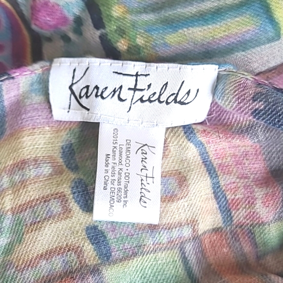 Karen Fields Lightweight Scarf with City Town Print Trim Purple Women's - Picture 3 of 8